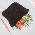 Flat Makeup Bag for Women, Zipper Cosmetic Pouch for Purse, Bubble Black - Image 4