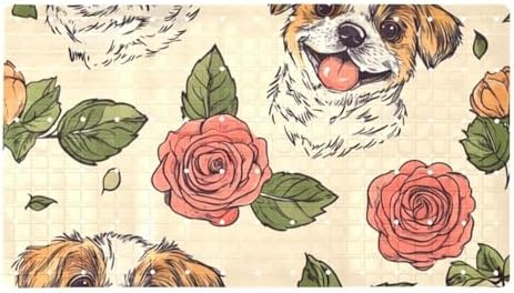 Shower Mat Non Slip 26.8 x 15.1 Inches, Dogs Rose Bathtub Mat Shower Stall Mats by Anna+Cowper