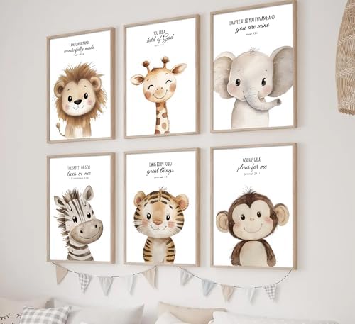 6Pcs Nursery Bible Verse Animal Wall Art Cute Woodland Animals Christian - Image 4