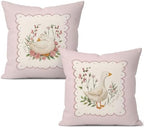 Pink Floral Goose Pillow Covers 18x18 Set of 2 Goose Nursery Decor by Unknown