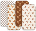 4 Pack Bear Baby Sheets Neutral Unisex Fitted Checked Nursery Baby Sheet Set by Jola%27s+House