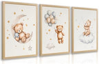 Teddy Bear Pictures Wall Decor, Baby Nursery Wall Art Wood Framed 12x16in by Clicyre