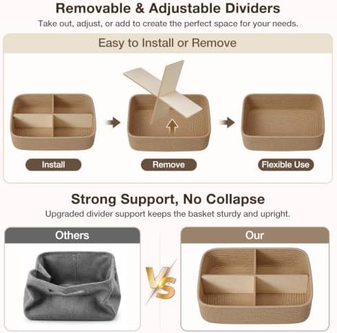3 Pack Small Baskets for Organizing, Woven Storage Baskets for Shelves - Image 4