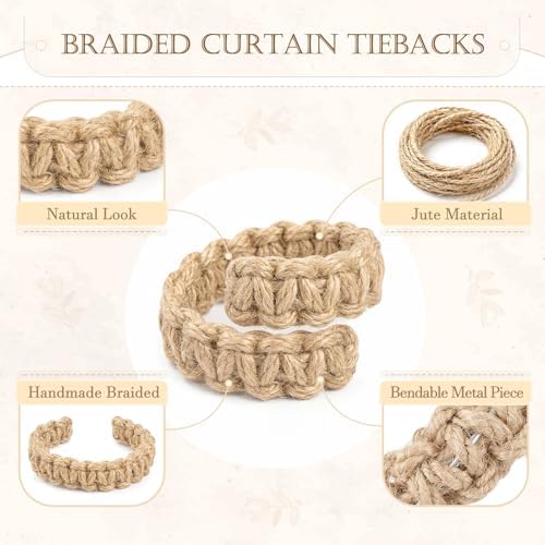 Boho Curtain Tiebacks, Braided Curtain Holdbacks - Image 4