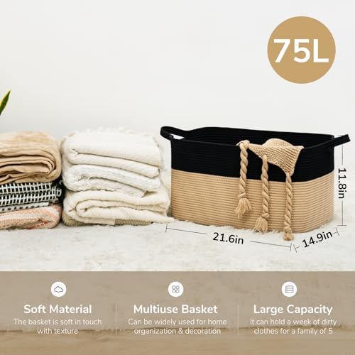 Goodpick Large Woven Blanket Basket - Image 3