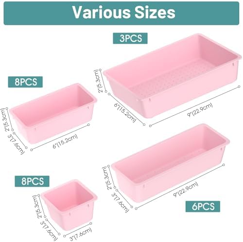 25 PCS Plastic Drawer Organizer Set, Makeup Organizers and Storage Bins - Image 2