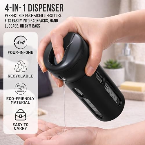 Travigo 4-in-1 Travel Dispenser Bottle Set, TSA Approved, Leak Proof, Reusable - Image 2