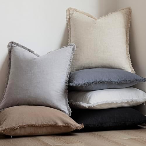 Foindtower Decorative Linen Fringe Throw Pillow Covers Cozy Boho Farmhouse - Image 6