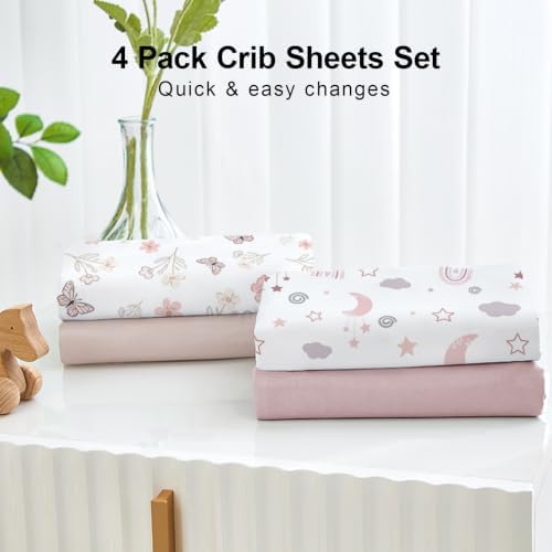4 Pack Baby Crib Sheets for Girls - Image 5