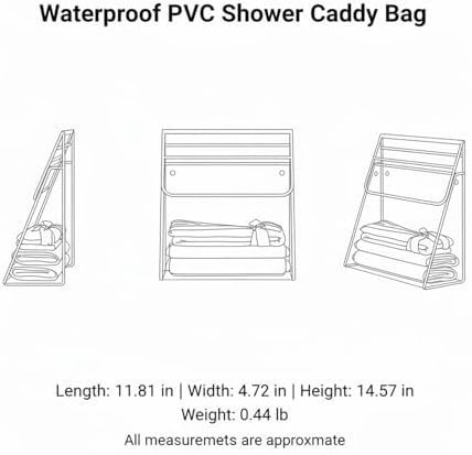 No-Drill Hanging Shower Caddy, PVC Toiletry Bag - Image 7