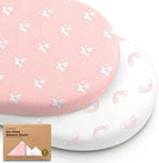 2-Pack Baby Bassinet Sheets Girl, 33x17 Bedside Sheets by KeaBabies