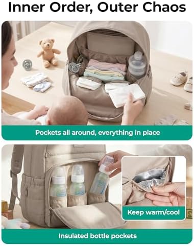 BAGSMART Baby Diaper Bag with Waterproof Pad, Coffee Brown - Image 3