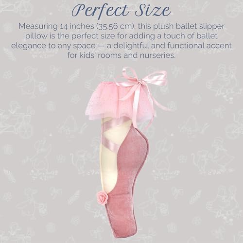 MON AMI Ballet Slipper Plush Accent Pillow, 14-Inch Dance Décor Gift - Image 4