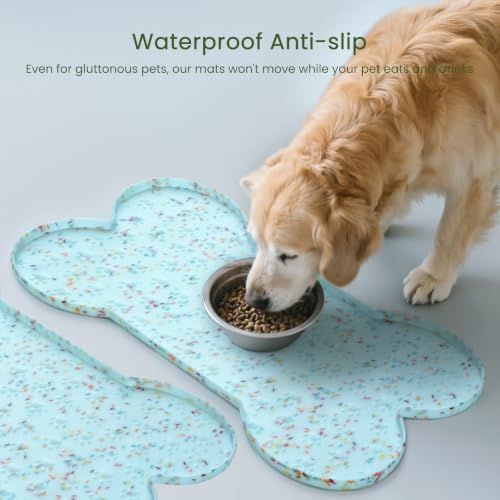 PWTAA Dog Food Mat Anti-Slip Silicone Dog Bowl Mat Thicker Pet Placemat - Image 3