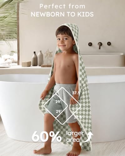 Yoofoss Hooded Baby Bath Towels 2 Pack 100% Muslin Organic Cotton - Image 3