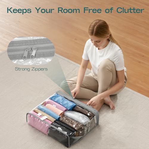 5 Pack Clear Storage Bags for Clothes, 22L Blanket Storage Bags, Under Bed - Image 6