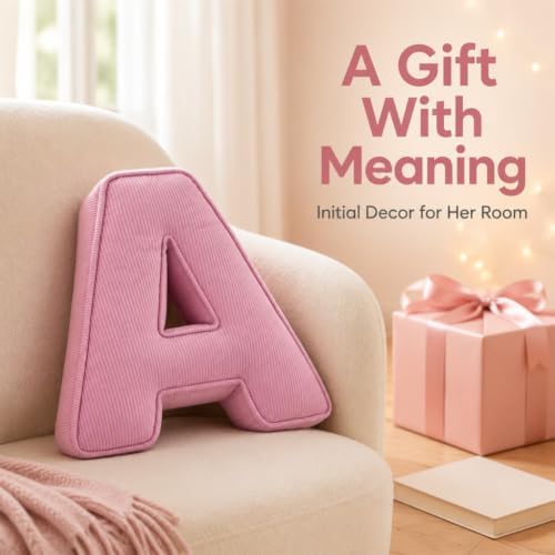 Pink Letter Plush Pillow, Letter Hugging Throw Pillows, Decorative Corduroy - Image 5