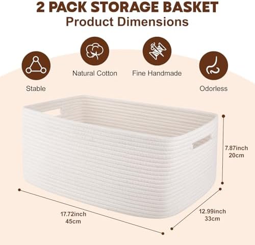 OIAHOMY Storage Basket for Shelves, Closet Cube Storage Bins Baskets for - Image 2