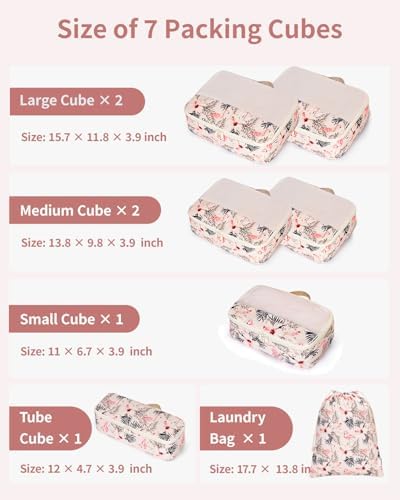 Narwey 7 Set Packing Cubes for Travel Carry on Suitcase, Durable Packing - Image 3