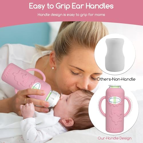 4 Pack Silicone Sleeves for Dr. Brown's Glass Baby Bottles -Drop Protection - Image 3