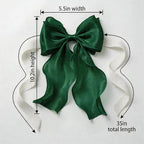 2 Pack French Lace Bow Curtain Tiebacks, Dark Green - Image 2