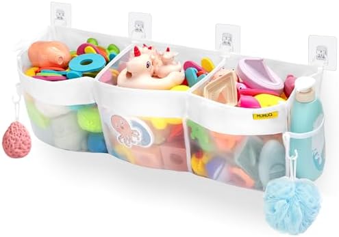 Bath Toy Organizer 3 Compartment Bath Toy Storage Bag Shower Caddy by MUMUQ