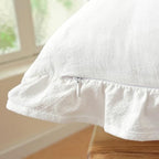 Set of 2 White Ruffle Pillow Covers 18x18 Inch, Solid White Decorative Throw - Image 4
