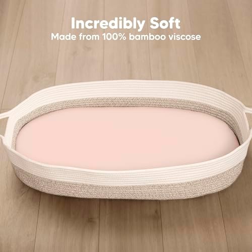 2-Pack Baby Bassinet Sheets Girl, 33x17 Bedside Sheets - Image 2