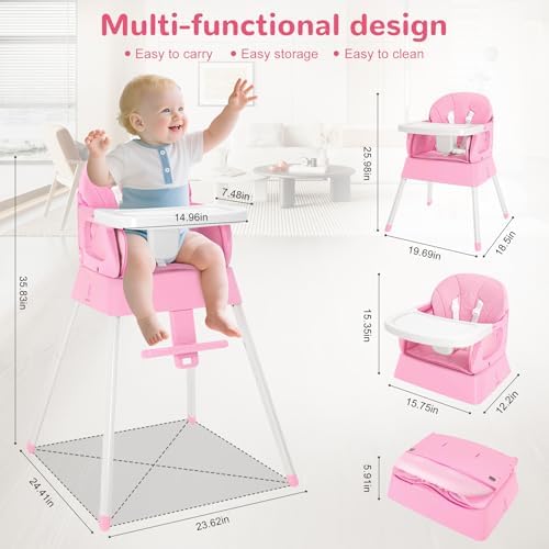 4 in 1 Portable Baby Highchair Convertible High Chair - Image 6