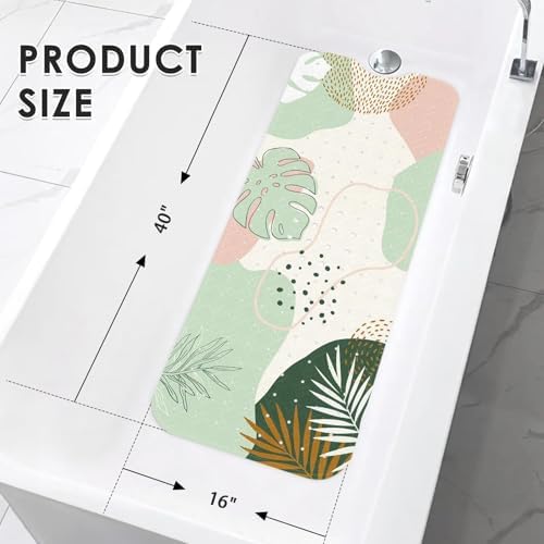 Bathtub Shower Mat 40X16 Inch, for Toddler, Boho Leaves - Image 2