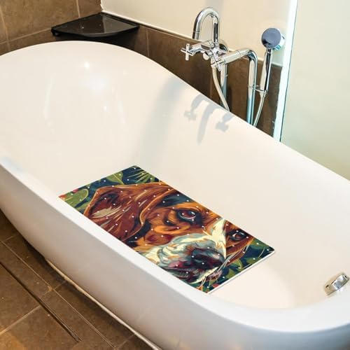 Bathtub Mat Non Slip 26.8x15.1 Inch, Beagle Dog Leaves Shower Mat - Image 5