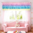 Besutolife Pastel Unicorn Valance Curtain Sparkle Tulle Valances - Image 4