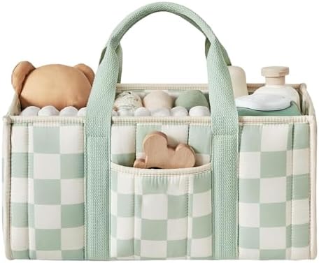 Quilted Fabric Storage Basket Floral Baby Diaper Caddy Quilted Basket by BBIQI