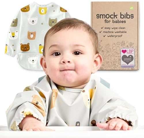 Waterproof Smock Baby Bibs for Eating by Nombear