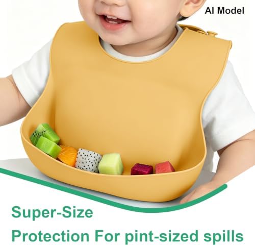 Set of 3 Silicone Bibs for Babies Toddler, Soft Adjustable Bibs for Baby Girl - Image 6