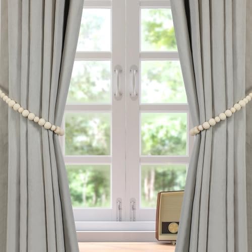 KLOGTSIND Wood Bead Curtain Tiebacks, 4 Pack Curtain Tie Backs - Image 7
