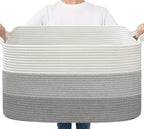 Goodpick Large Woven Rope Blanket Basket, Light Gray by Goodpick