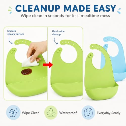 PandaEar 2-Pack Silicone Baby Bibs - Image 5