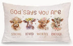 Highland Cow Christian Bible Verse 12x20 Pillow Cover, Highland Cow Decor by Unknown