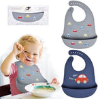 2 Pack Silicone Baby Bibs Adjustable Fit Waterproof Bib by BebeFavour