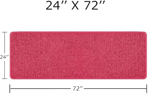 Yeaban Chenille Hot Pink Bathroom Runner Rug 24"x72" - Image 2