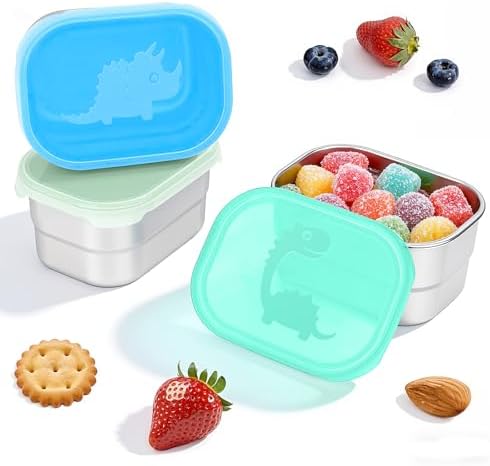 Tanjiae 3×8oz Small Stainless Steel Snack Containers by Tanjiae