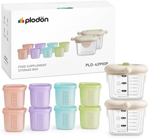 Baby Food Storage Containers, Glass Baby Food Jars & Silicone Cups by Plodon