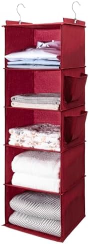 BOOMIBOO Hanging Closet Organize and Shelves, 5-Hanging Shelf（Red） by BOOMIBOO