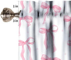 Pink Bow Window Valance, Watercolor Cute Girls Pink Bow Modern Aesthetic Print - Image 3