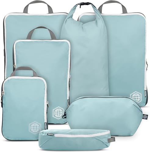 TRIPPED Travel Gear Large Compression Packing Cubes 7-Piece Set by TRIPPEDTravelGear