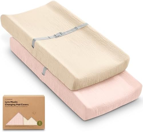 2-Pack Muslin Diaper Changing Pad Covers Boy, Soft Breathable by KeaBabies