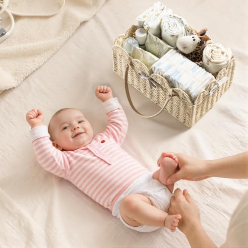 HBlife Baby Diaper Caddy, Paper Rope Storage Baskets Nursery Bin - Image 6