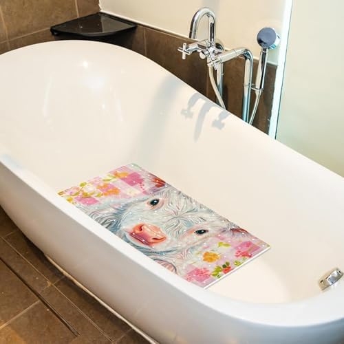 Bathtub Mat Non Slip 26.8x15.1 Inch, Cute Cow Shower Mat - Image 5