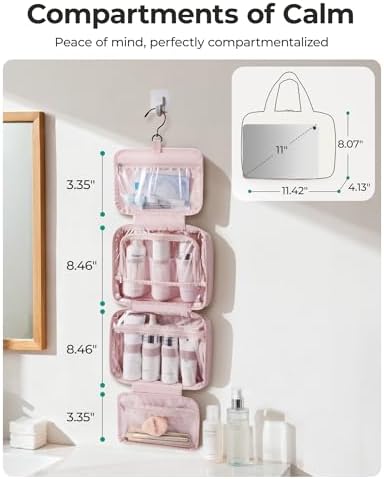 BAGSMART Travel Toiletry Bag for women, Portable Hanging Hook Makeup Bag - Image 2